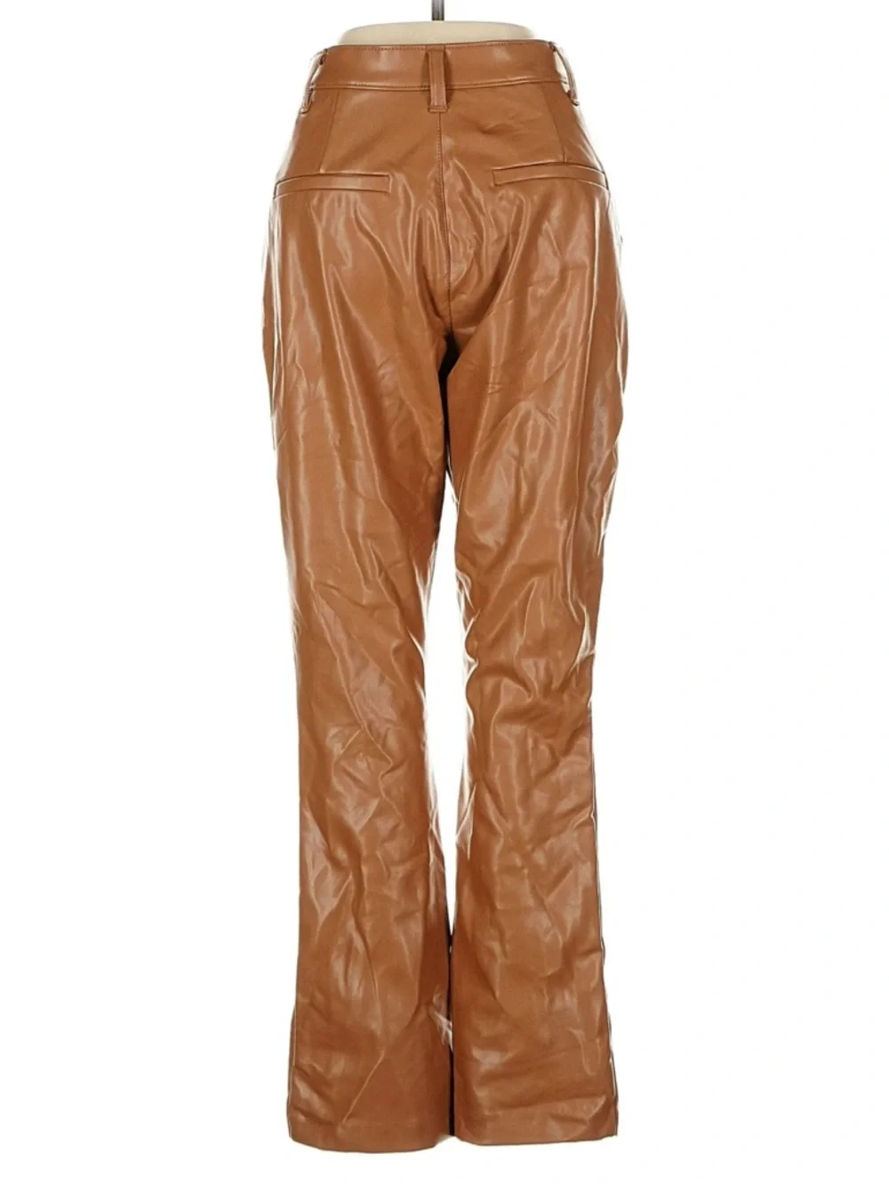 Abercrombie Curve Love Faux Leather Pants Split Hem Ultra High Rise Tan Camel 26 - Picture 3 of 7